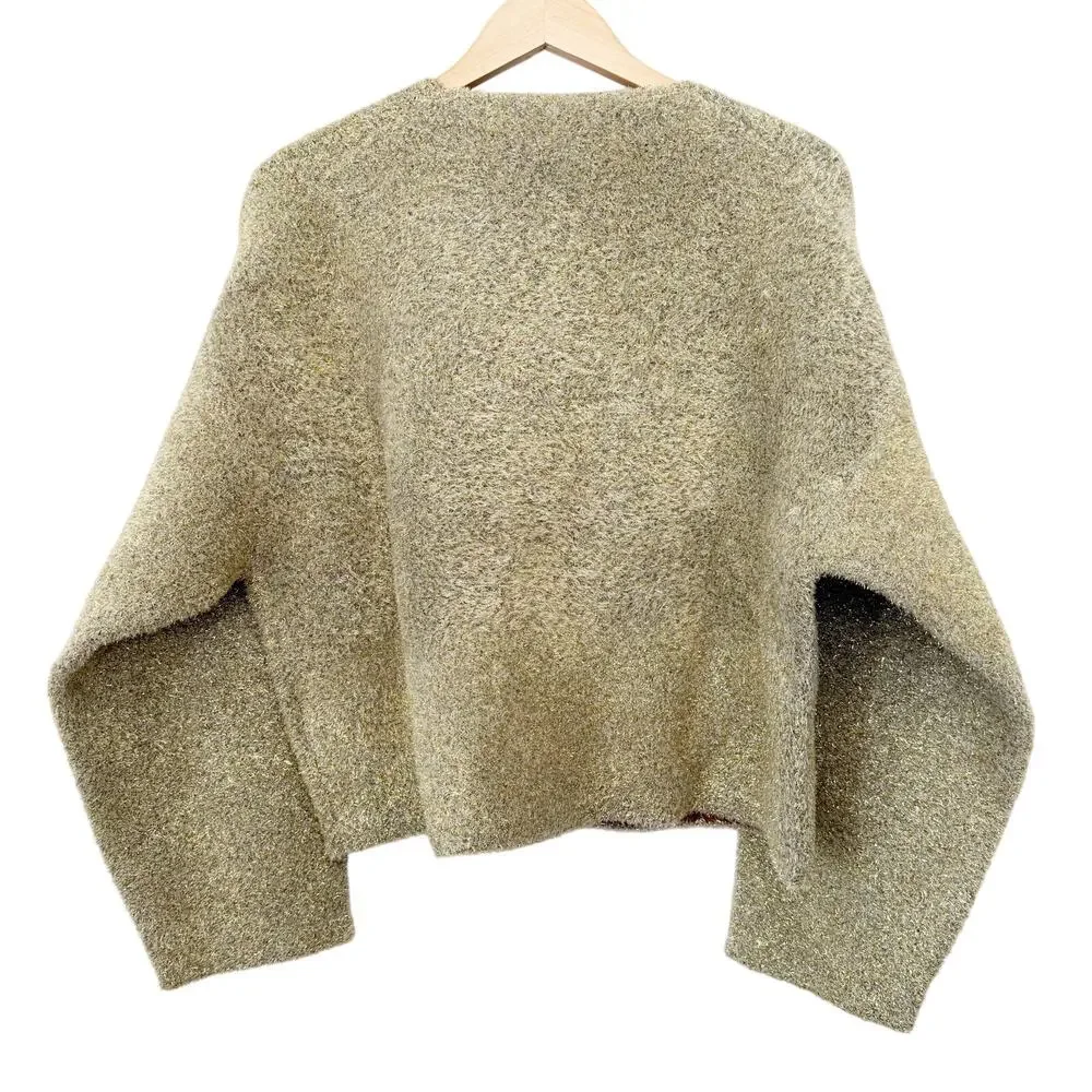J. Crew Collection Gold Oversized Double Faced Metallic Jacket Sz L